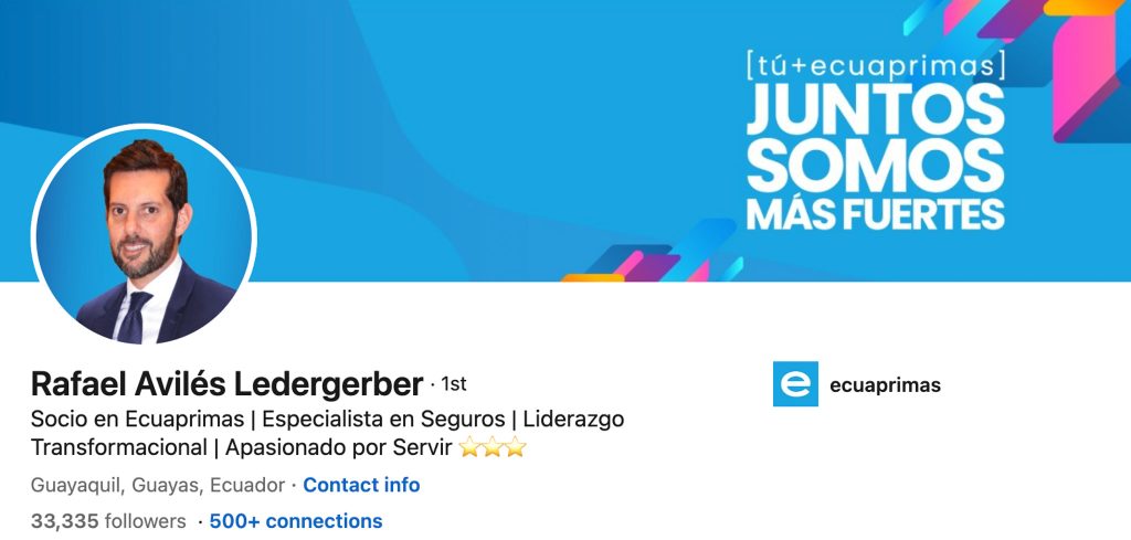 Rafael Avilés Ledergerber, uno de los 100 empresarios con mayor reputación de marca en LinkedIn